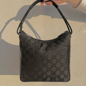 Gucci GG Monogram Nylon Leather Shoulder Bag
